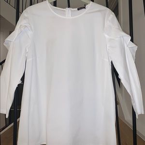 J McLaughlin White Ruffle Top XS